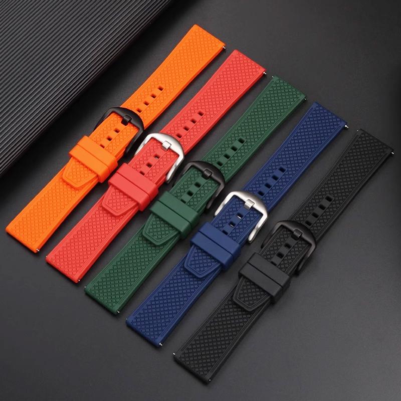 Premium-Grade Fluororubber Watch Strap 21mm 20mm 22mm For Seiko SRP777J1New Watch Band Diving Waterproof Bracelet Black Color
