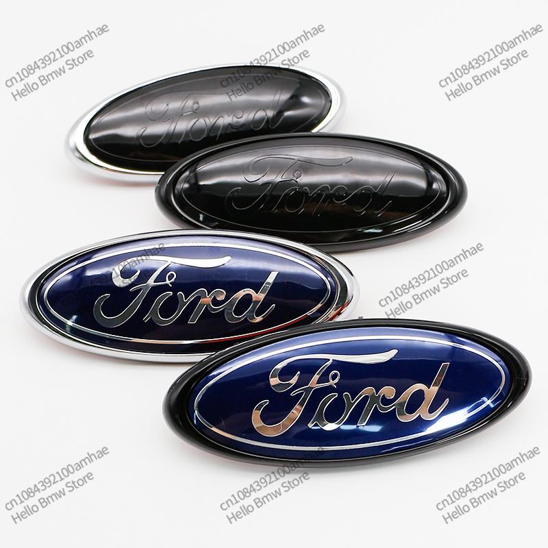 AJH1 14.7cm ABS Car Front Grille Hood Badge Emblem Replacement With Clips For Ford Focus Mondeo Fusion MK2 MK4 F150 F250 Auto Tuning