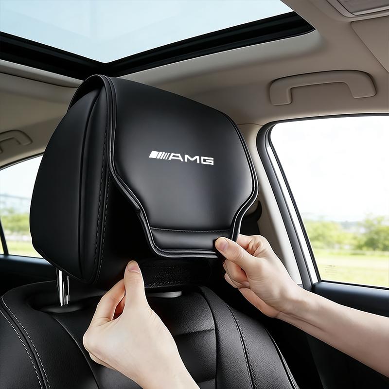 Car Seat Headrest Leather Cover Pillow Decoration For Mercedes Benz AMG GLC W203 W206 W220 W205 W211 W212 W201 W210 W108 GLK GLE