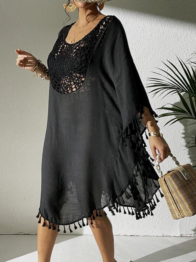 2024 Beach Dress Crochet Patchwork Tassel Cover-Up
