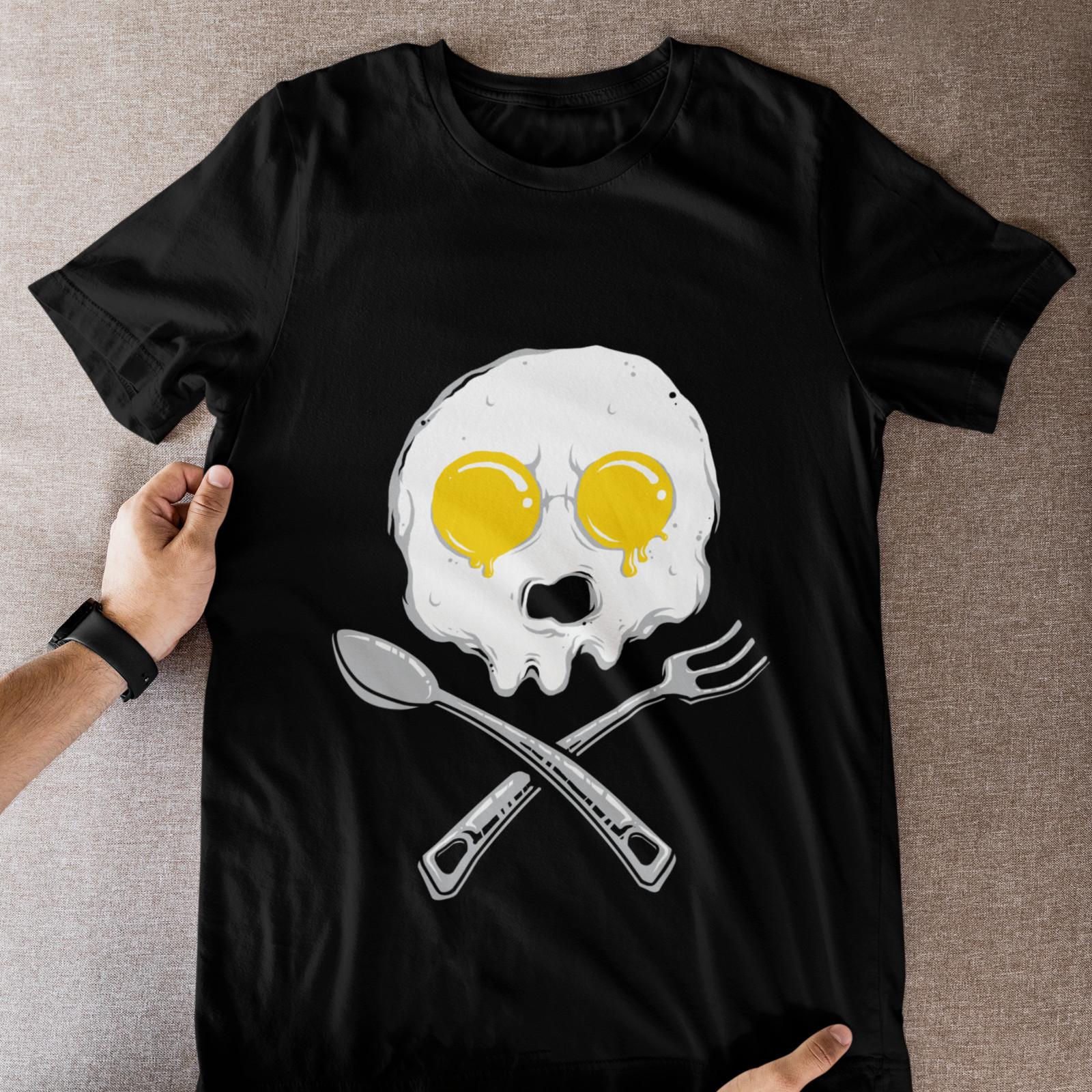 Egg Skull T Shirt Funny Breakfast Goth Graphic Tee Unisex M