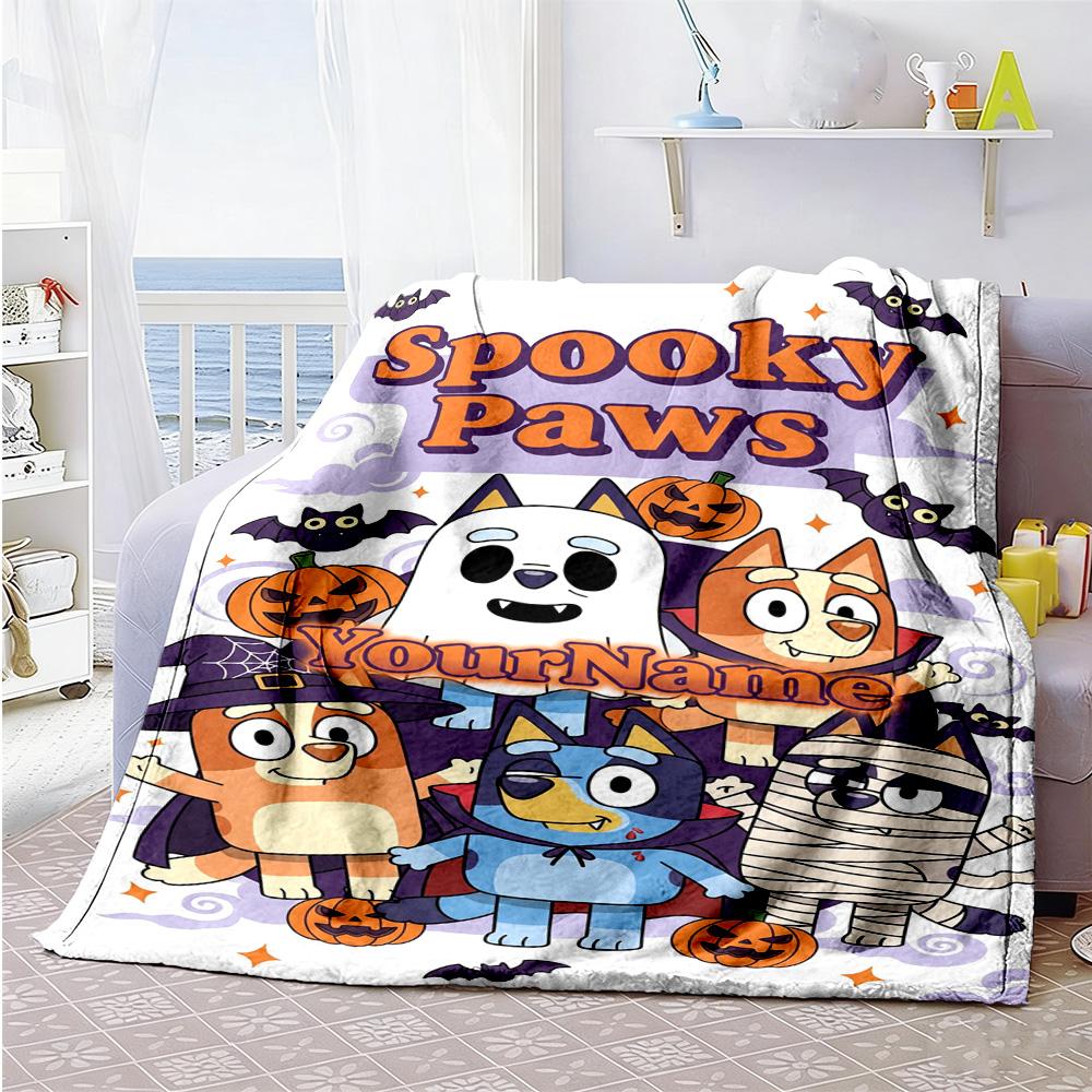 Bluey 72 Personalized Name Blanket Lightweight Personalized Blanket Soft Warm Cozy Suitable for Picnics Living Room Nap Office Chair
