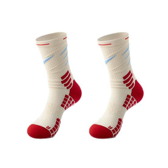 Men's Marathon Running Socks - Thick Terry Bottom, Mid-Calf Length, Ideal for Badminton, Football, and Basketball