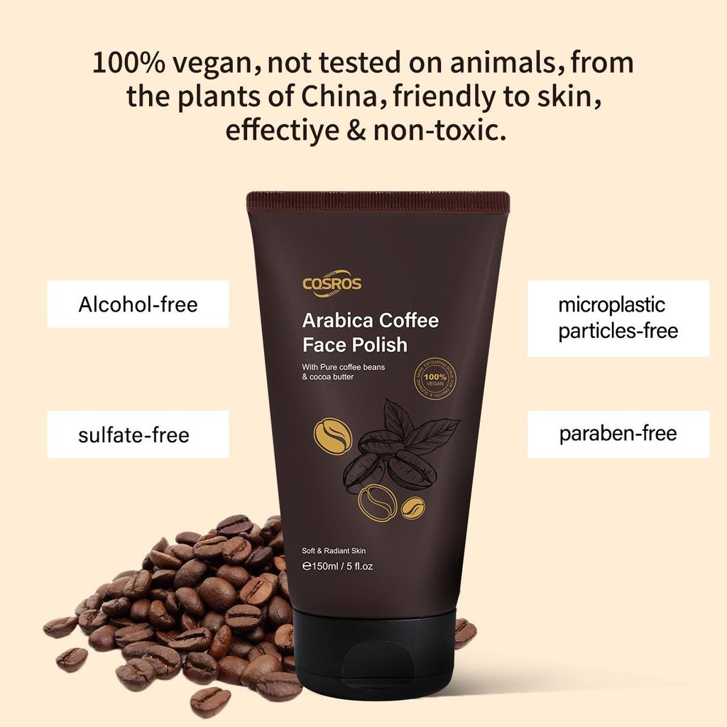 Coffee Face Scrub, Vegan Exfoliating Scrub For Smooth And Glowing Skin | Fights Blackheads, Enlarged Pores, Wrinkles And Fine Lines,150ml