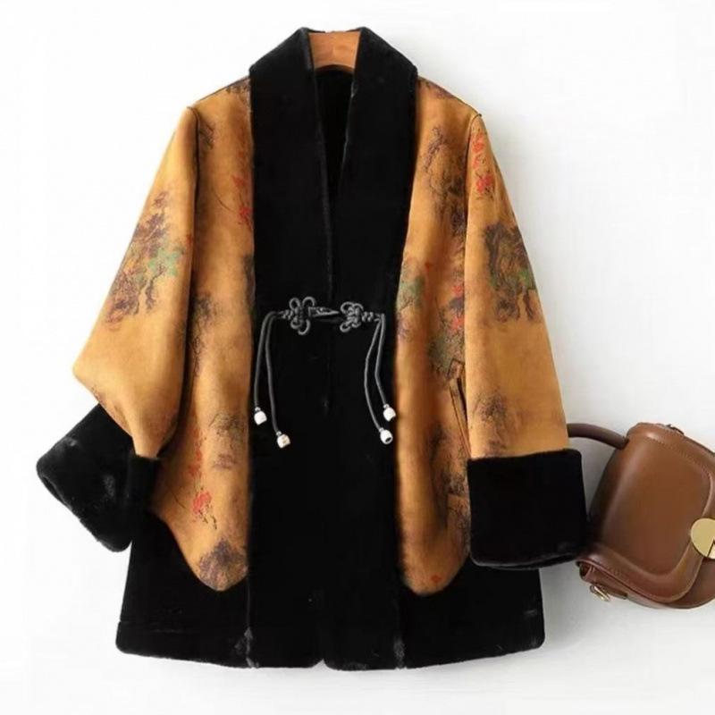 Mom's Reversible Faux Fur and Leather Coat - Women's Winter Fashion for Mid-Aged & Elderly