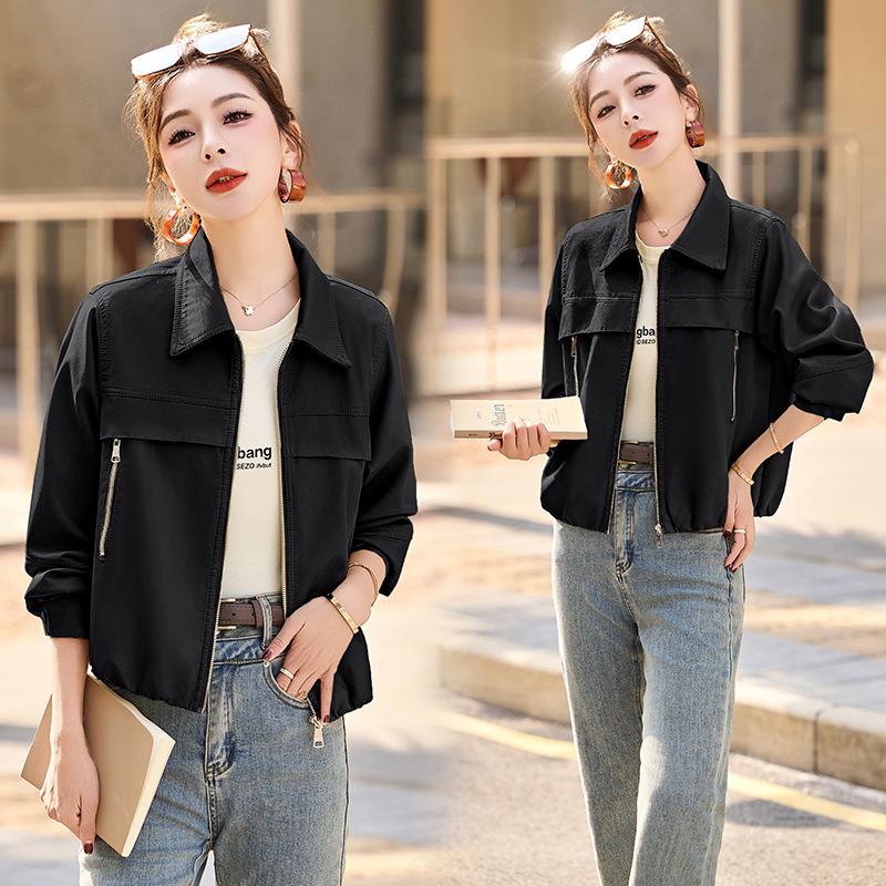 Women's Fashion Lapel PU Leather Jacket - Spring 2025 Collection, Short Coat