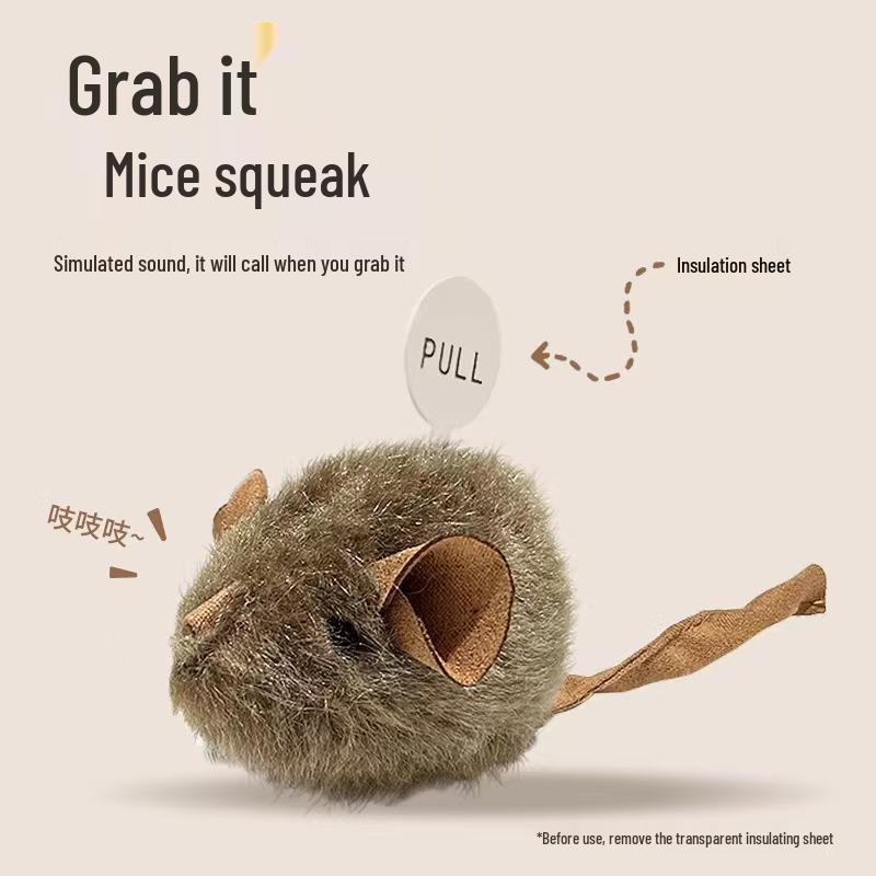 Intelligent Sound-Sensing Plush Mouse Cat Toy - Interactive Self-Amusement Teasing Stick