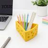Key Holder Cheese Shape Ornament, 3D Printing Smooth Surface Storage Box, Hole Desk Organizer Design Bright Yellow Cosmetic for Keys