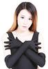 Smooth Knit Long Gloves Cosplay Gloves [Funny Club] (KN02) (Black)