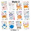 12pcs Face Change Cartoon Animal Stickers DIY Emotion Sitcker for Scrapbook Notebook Cartoon Graffiti Stickers Gifts Party Favor
