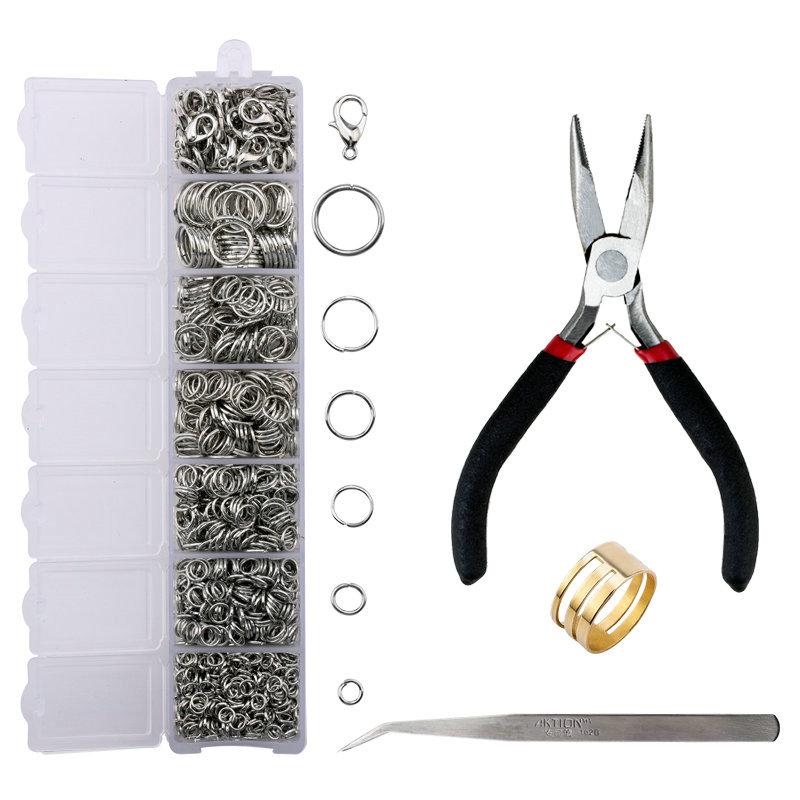 A Set Jewelry Findings Tool Set Open Jump Rings,Jewelry Pliers, Lobster Clasps hooks, jewelry tweezers Jewelry Making Supplies