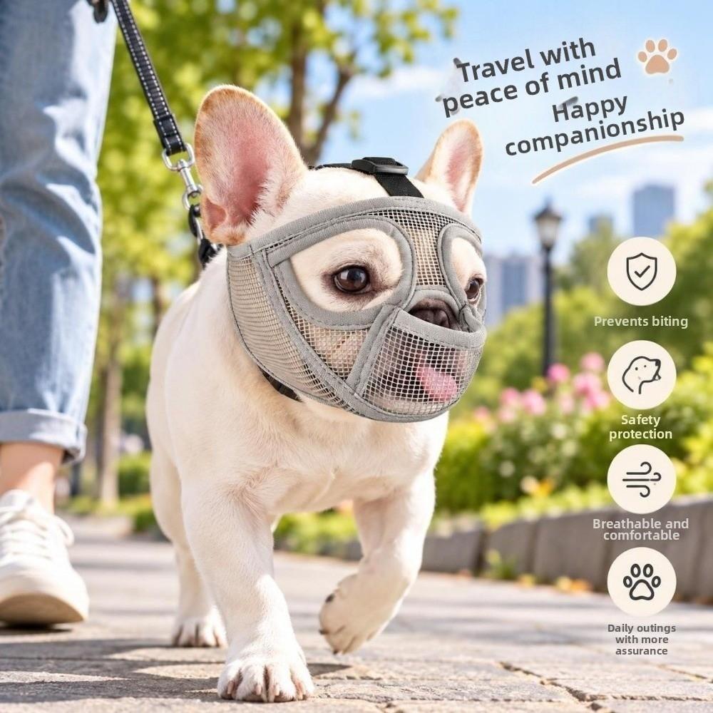 Verstellbarer Riemen Netz Hundemaske Anti-Biss Bulldoggenmaske Haustiermundmaske Hund Outdoor
