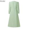 ZANZEA Women Elegant Casual V-Neck Long Sleeve Dress