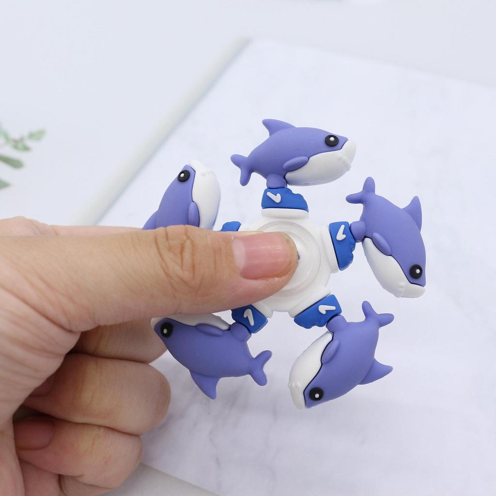 Shan Hai Jing Shark PVC Soft Rubber Five-Bead Fidget Spinner Decompression Toy