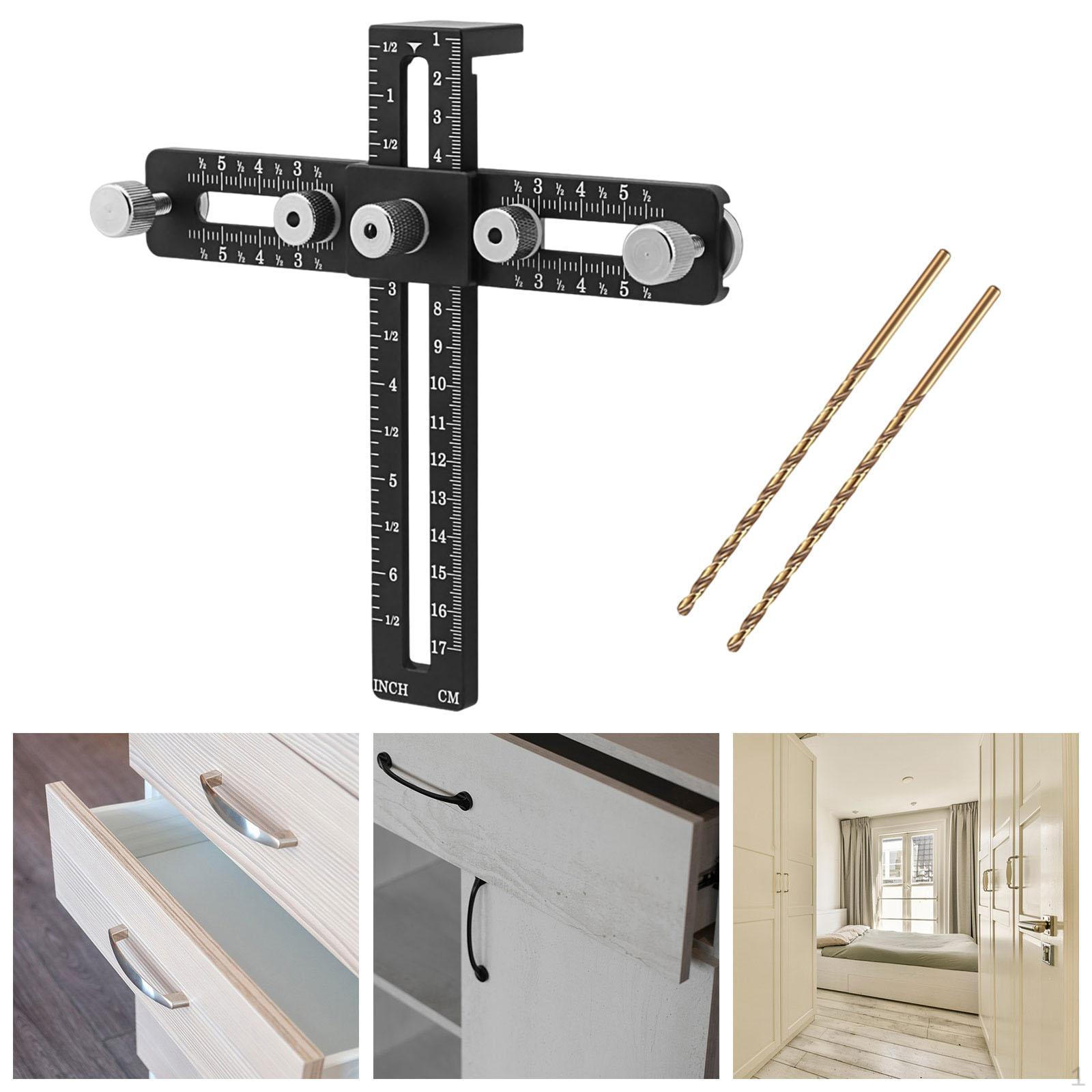 

Cabinet Hardware Jig Handle Template Tool Drill Guide Punch Locator for Pulls чорний