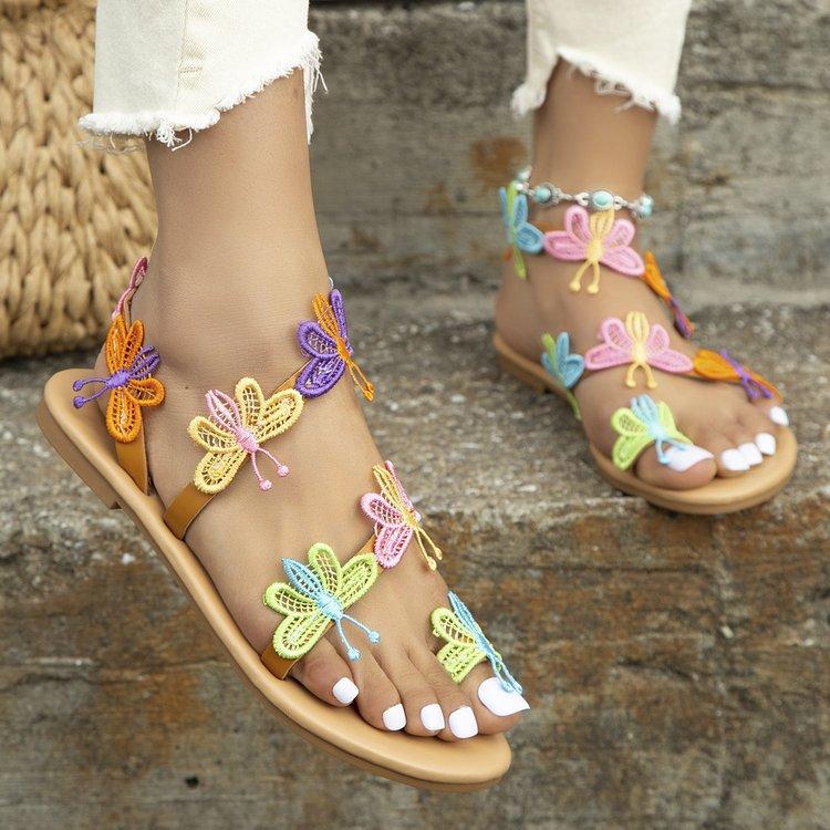 Colorful Sandals Women's New Colorful Butterfly Flats Women's Shoes