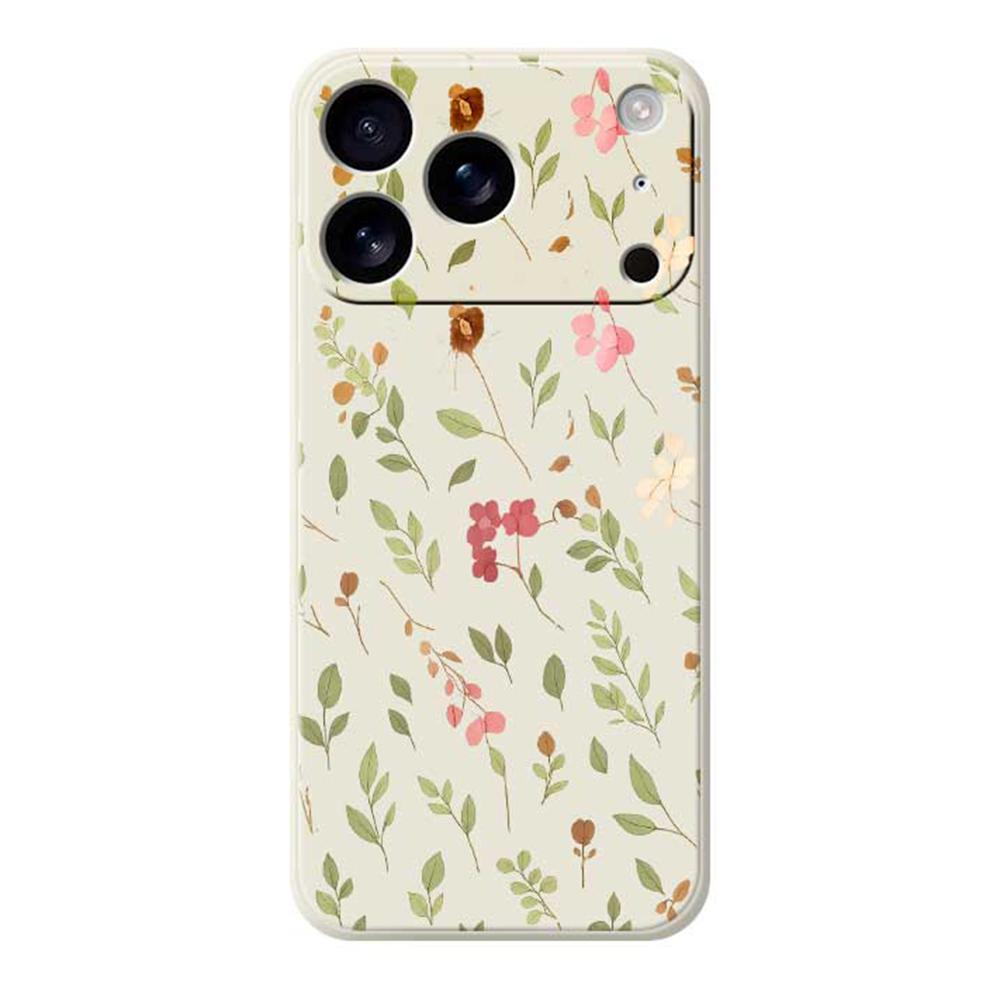 For iPhone 17 Pro Max Case Small Flower Leaves Pattern Printing Straight Edge TPU Phone Back Cover