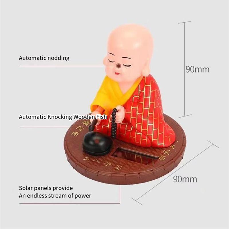 1Pc Car Dash Board Home Office Decoration Solar Powered Bobble Shaking Head Dancing Toy Buddhist Monk Figurines Statues