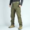 Men's Autumn and Winter Waterproof     Warm Jacket Suit Thickened Soft Shell Suit Plus Velvet Cargo Pants 2-piece Set