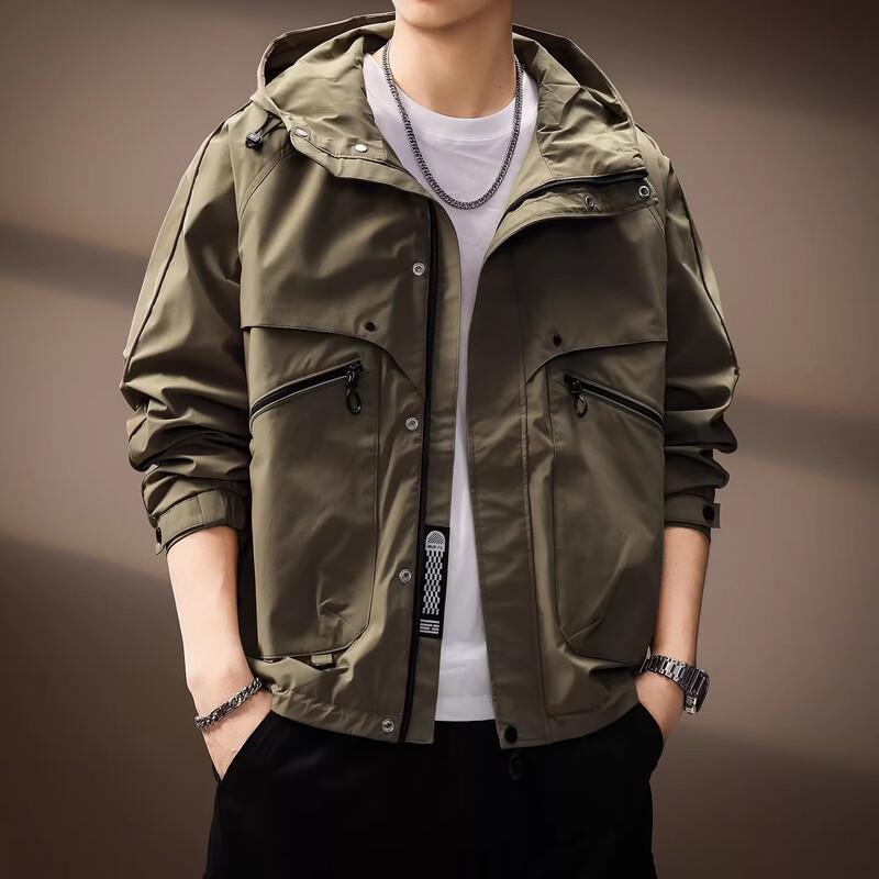 Giacca a vento con cappuccio da lavoro stile americano premium da uomo