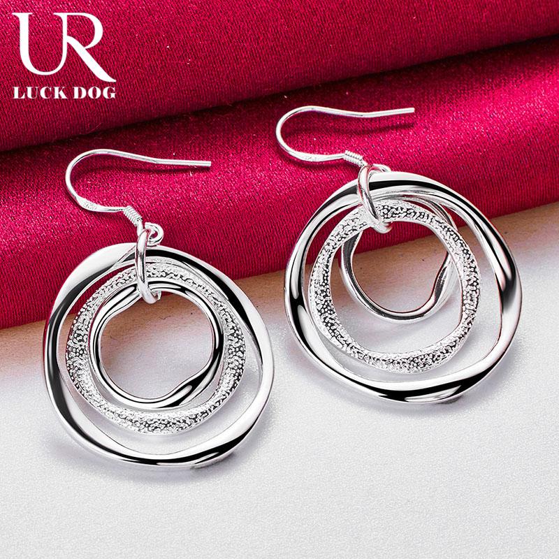 925 Sterling Silber Runde Anhänger Piercing Ohrringe Modischer Hochzeitsschmuck