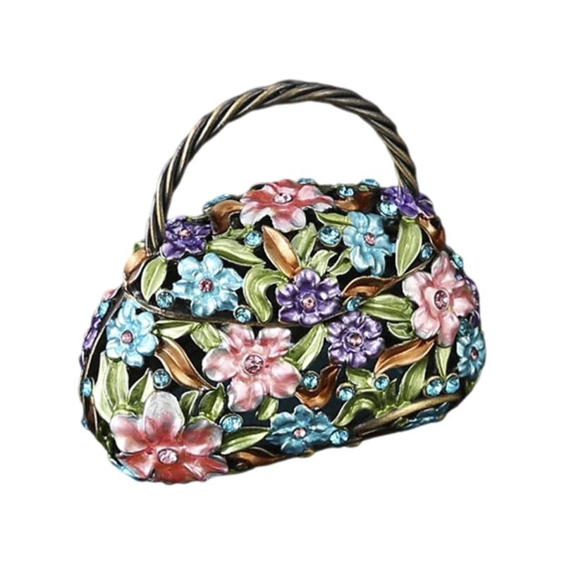 Metal Jewelry Storage Case with Flower Carving Jewelry Displaying Organizers Suitable for Earrings Necklaces Rings