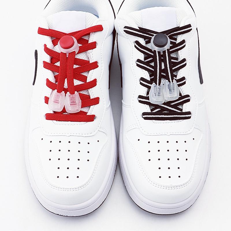 1Pair/2Pair NEW Elastic Shoe Laces Flat Shoelaces Without Ties Kids Round Snap Lock  Adult Quick Shoelace Shoe Accessories