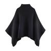 Autumn-Winter Women's Asymmetrical Stand Collar Knit Cape Coat