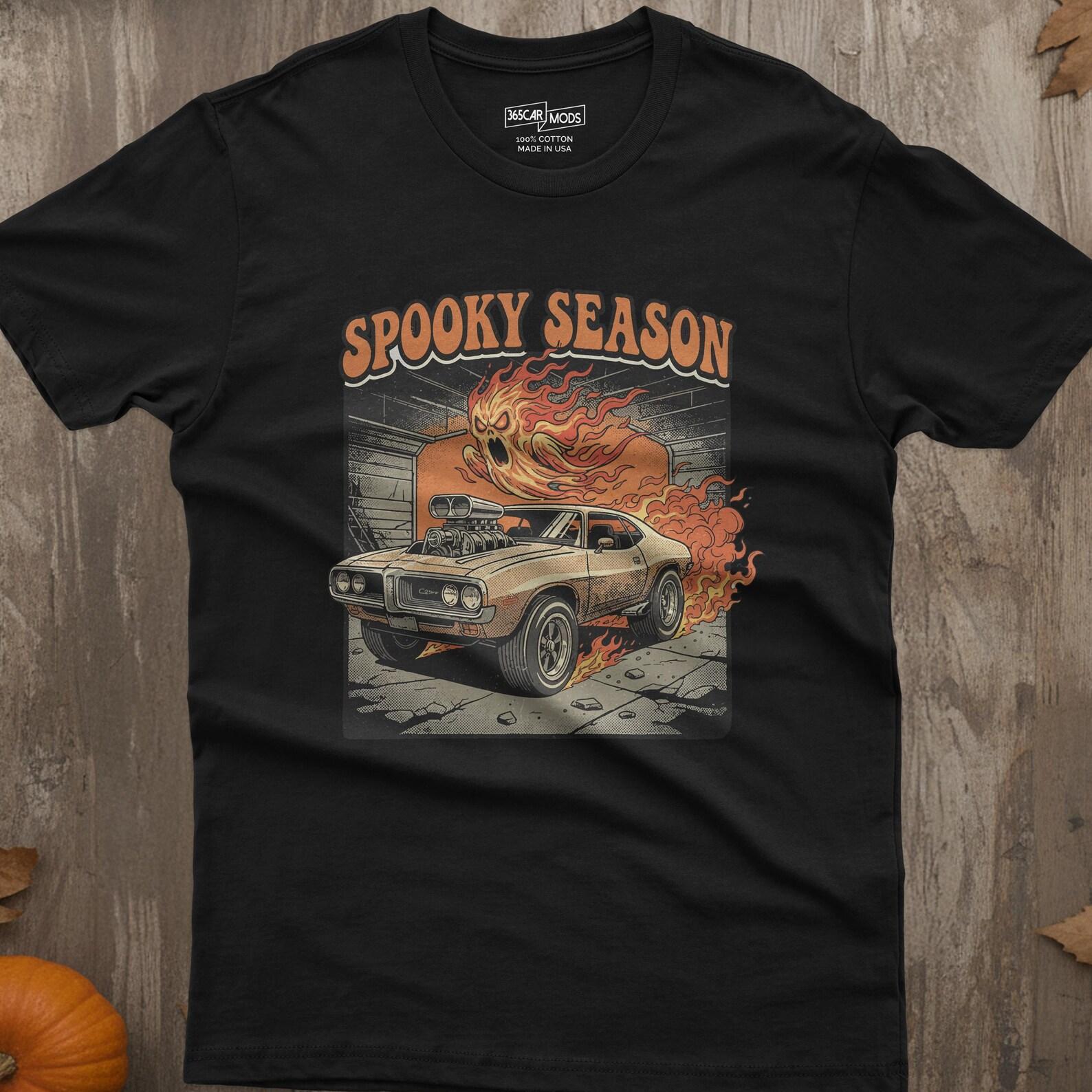 Retro Muscle Car Halloween Tee: Funny Car Guy Shirt M