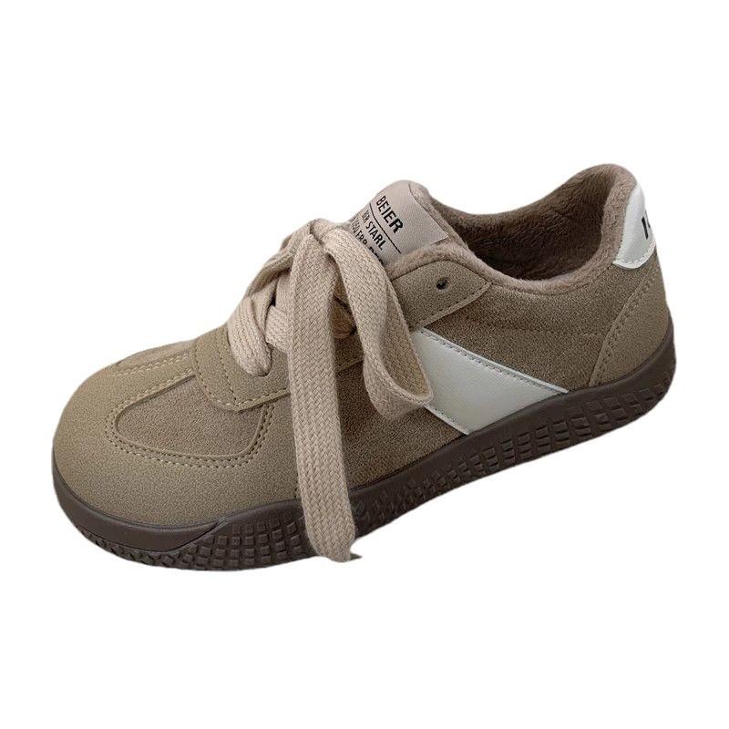 2025 winter new fashion trend velvet German training shoes women's ins tide Hong Kong flavor retro college style warm cotton shoes