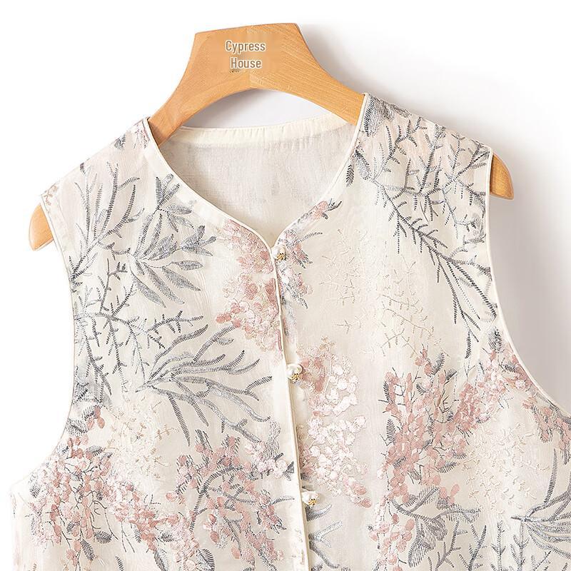 Siboshe Women's V-Neck Embroidered Chinese Style Vest