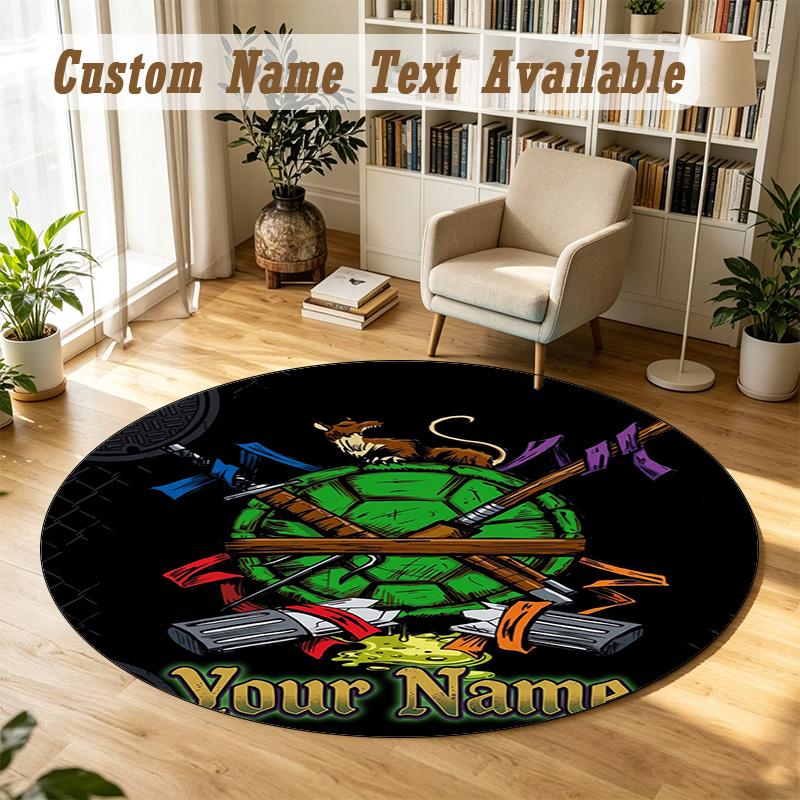 Round Rug Custom NameTeenage Mutant Ninja Turtles Pattern Non Slip Carpet Home Floor Decor