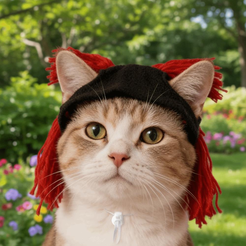 Rock Roll Style Pet Leaky Ear Cap Wig Cap Pet Cosplay Headwear Funny Cat Hat  Party Costume