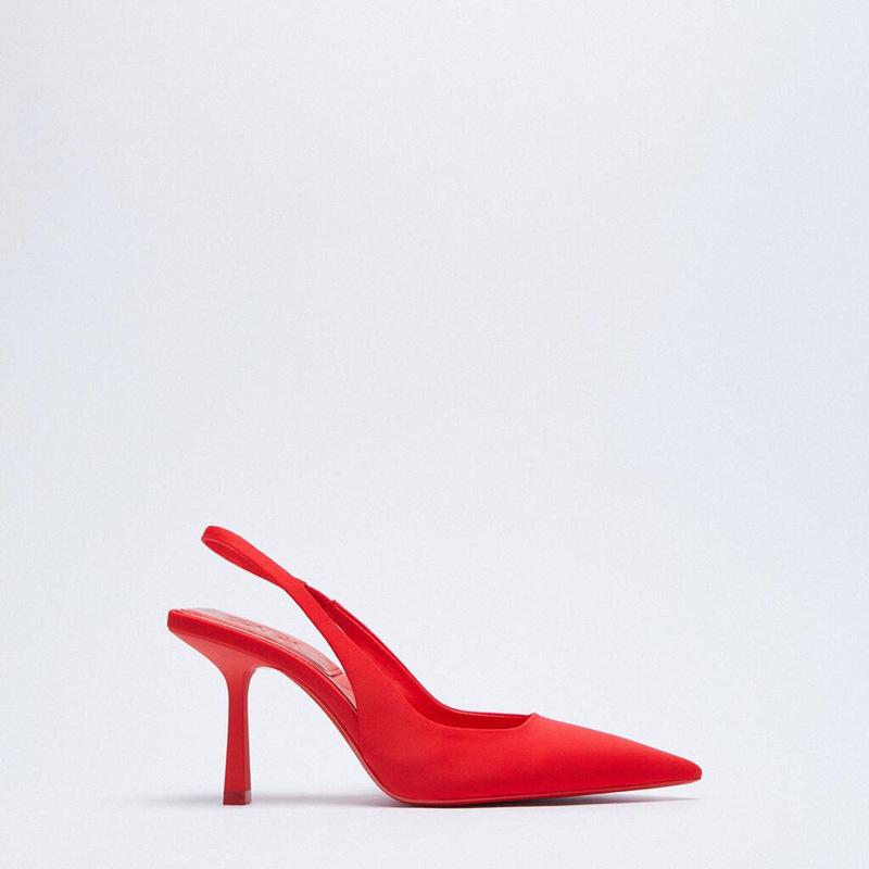 Sandalias de tacón medio de punta abierta sin espalda color verde primavera talla grande para mujer