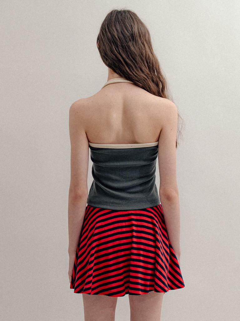 Visus Striped Mini Skirt_Red