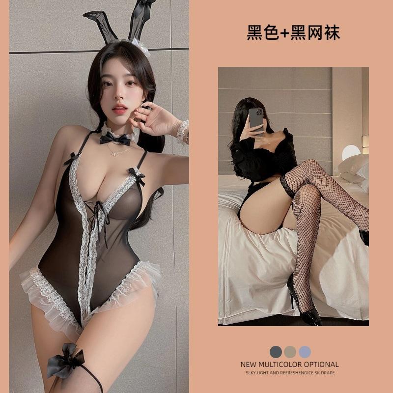 Sexy bunny straps open onesie small chest pure desire perspective love lingerie fashion uniform suit women