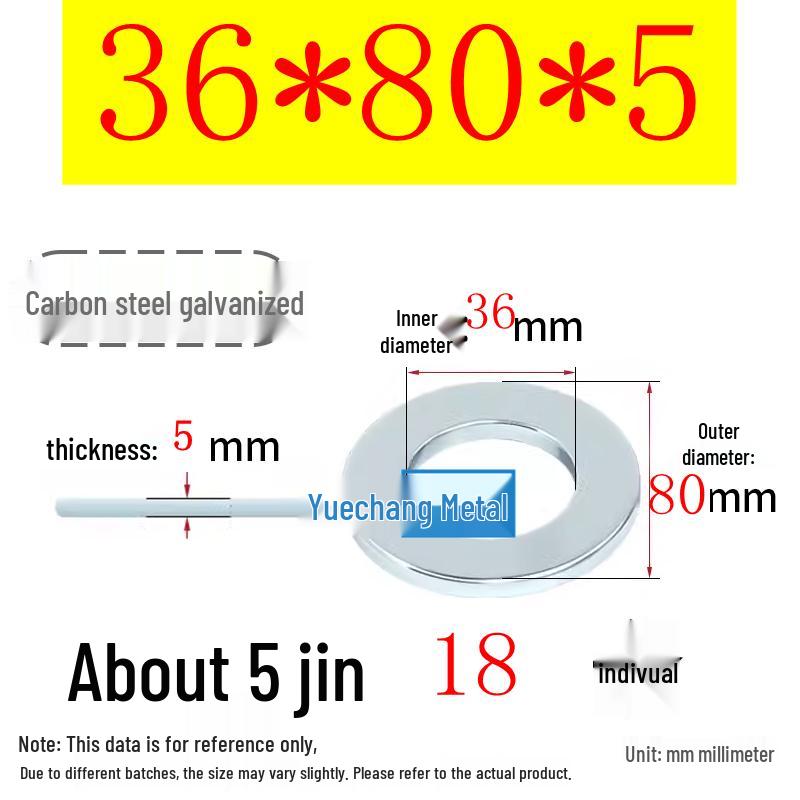 Galvanized Iron Flat and Square Washer Set - Thick, Enlarged, Extra Large, and Special Shapes
