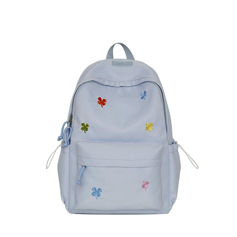 Schoolbag Fashion Ins Korean Students High Value Bow Embroidery Fresh Load Reduction Large Capacity Backpack Backpack