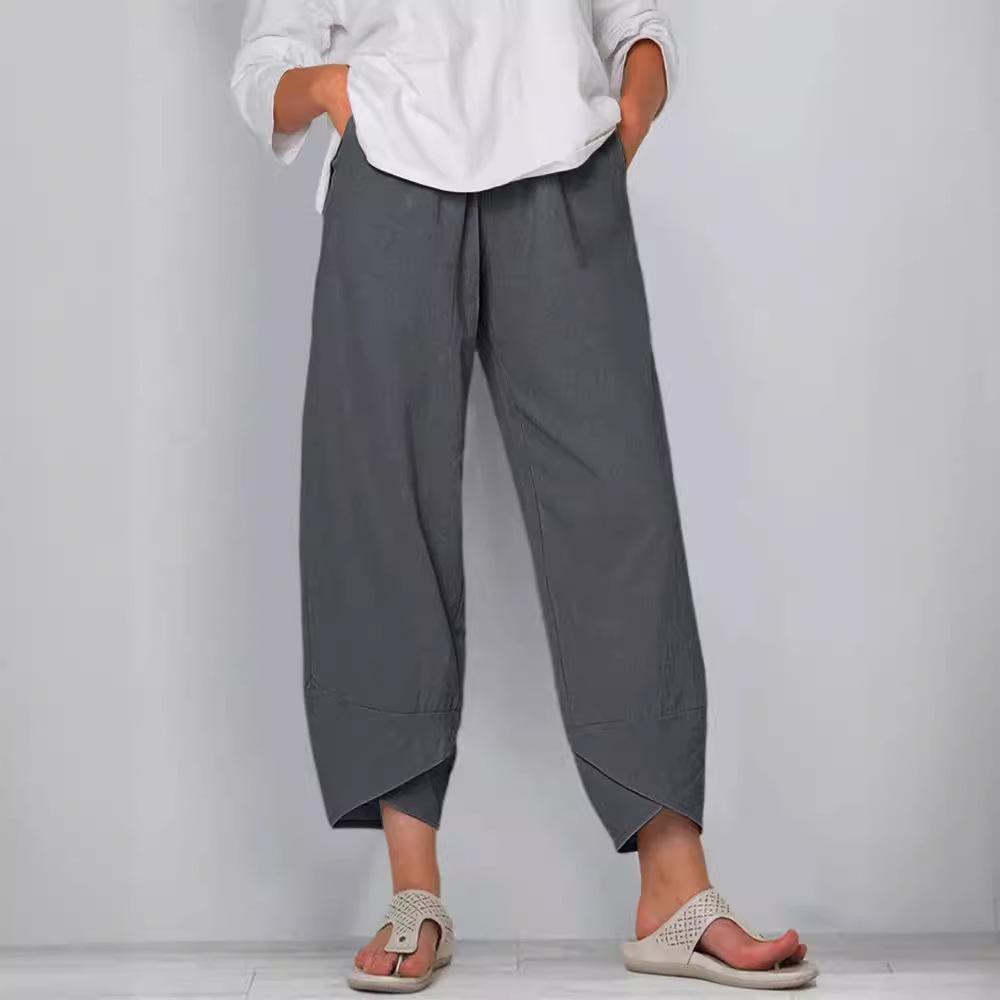 Summer Women's Pants Elastic Waist Cotton Loose Casual Pants