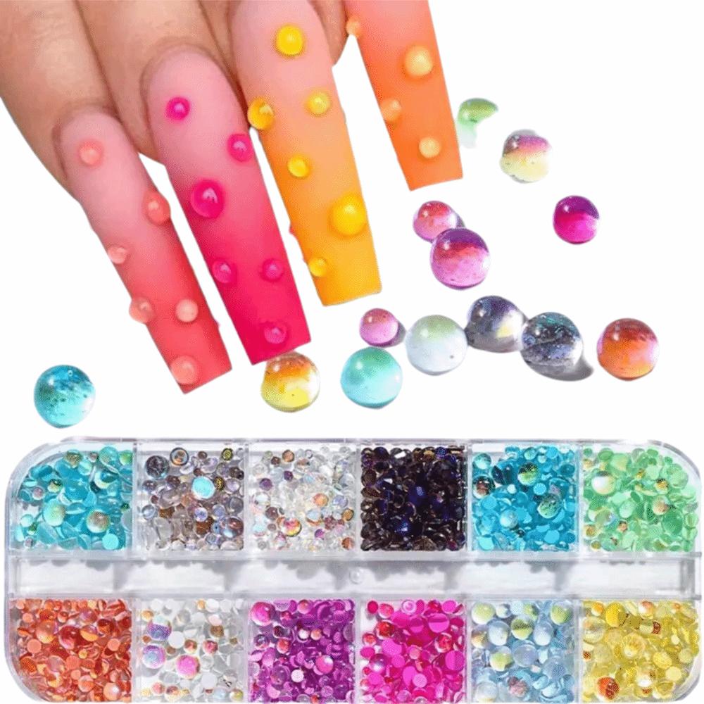 1 Box Half Spherical Glass Nail Art Charms DIY Aurora Nail Decorations  Manicure Accessories