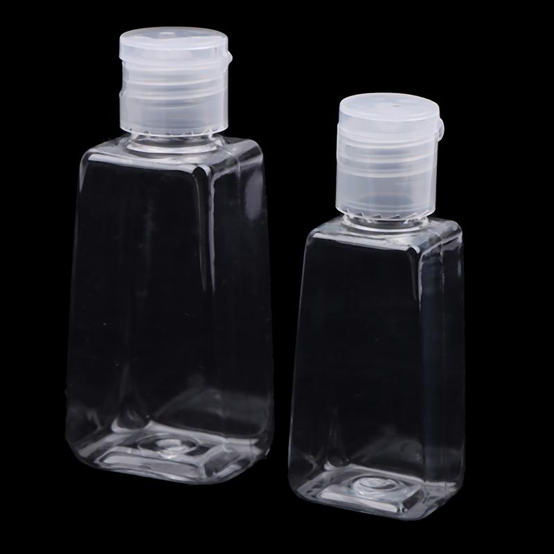10Pcs 30/60Ml Trapezoidal Plastic Hand Sanitizer Bottles Dispenser Transparent Gel Reffillable Bottle Container With Filp Cap