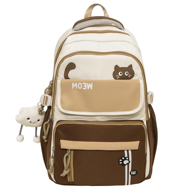 

Рюкзак Color Block для женщин, большой емкости, для путешествий, для компьютера, школьный рюкзак для школьников коричневый