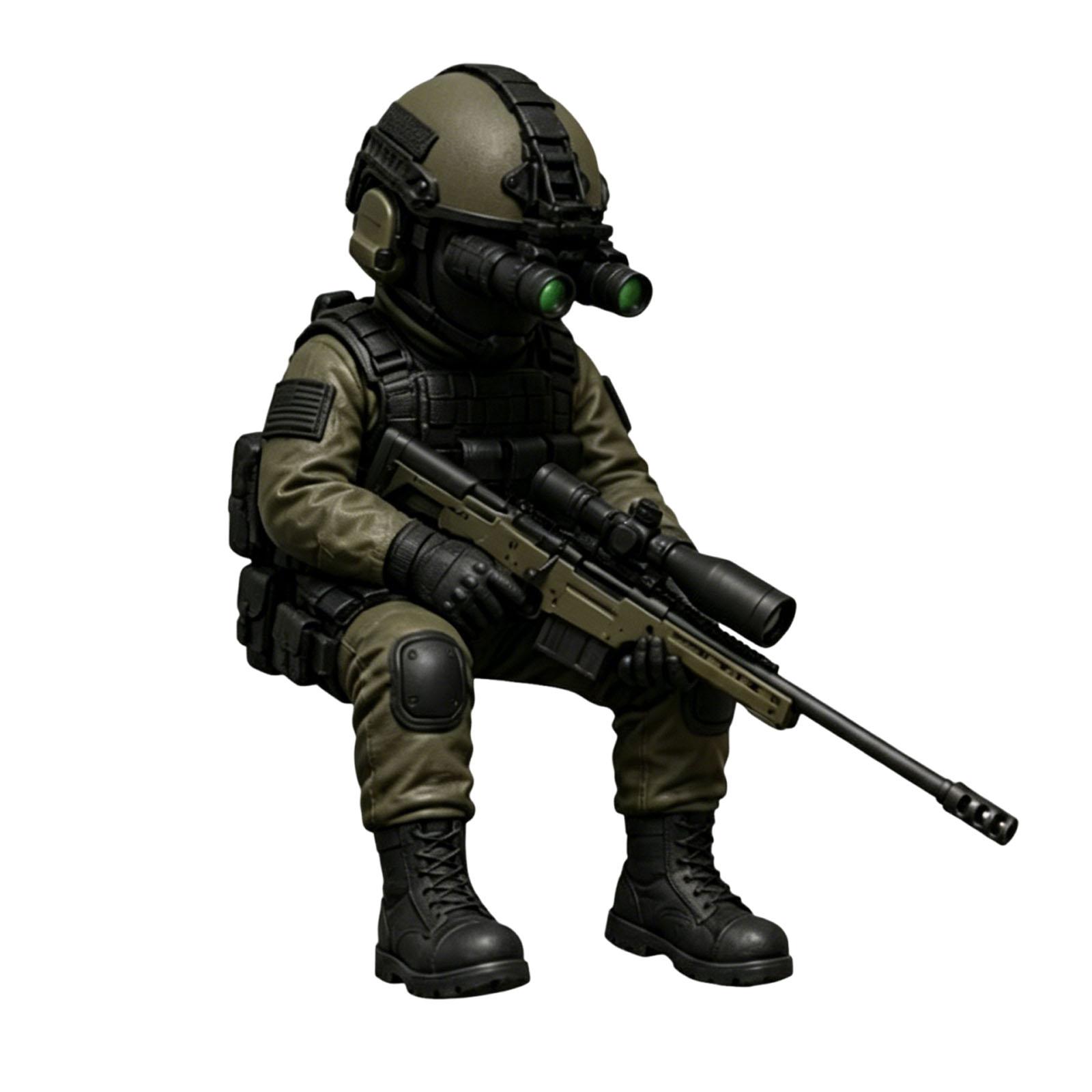 Miniature Tactic Soldier Figurine Decorative Rifleman Ornament Mini Soldier Resin Figurine Collectible for Veterans Men