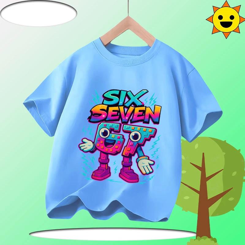 Summer Six Seven 67 Cartoon Cute Print Children‘s Short Sleeve Tops Polyester Casual Kids T-shirt Fashion Boys Girls Clothes Tees