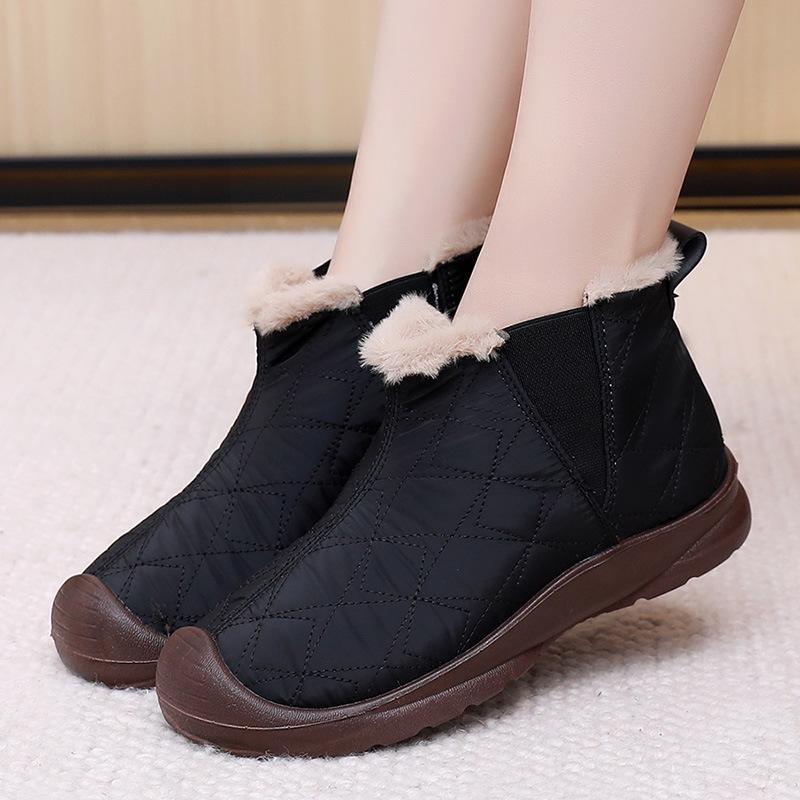 Shoes women's cotton shoes women's 2025 winter new middle help waterproof and cold-proof velvet warm and windproof mother shoes one pedal