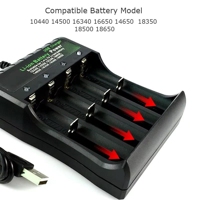 Încărcător de baterii 18650 Negru 2 3 4 sloturi AC 110V 220V Dual pentru încărcare 18650 Încărcător de baterii reîncărcabile cu litiu de 3,7V
