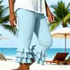 Damen Y2K Style Yoga Capri-Hose Lagen-Rüschensaum Kurze ausgestellte Leggings Sommerlich Lässig Stretch Schlanke Passform Ausgestellte Hose