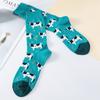 1 Pair Women Cartoon Cute Hedgehog Chick Cow Print Socks, Comfy & Breathable Casual Crew Socks, Women's Stockings & Hosiery