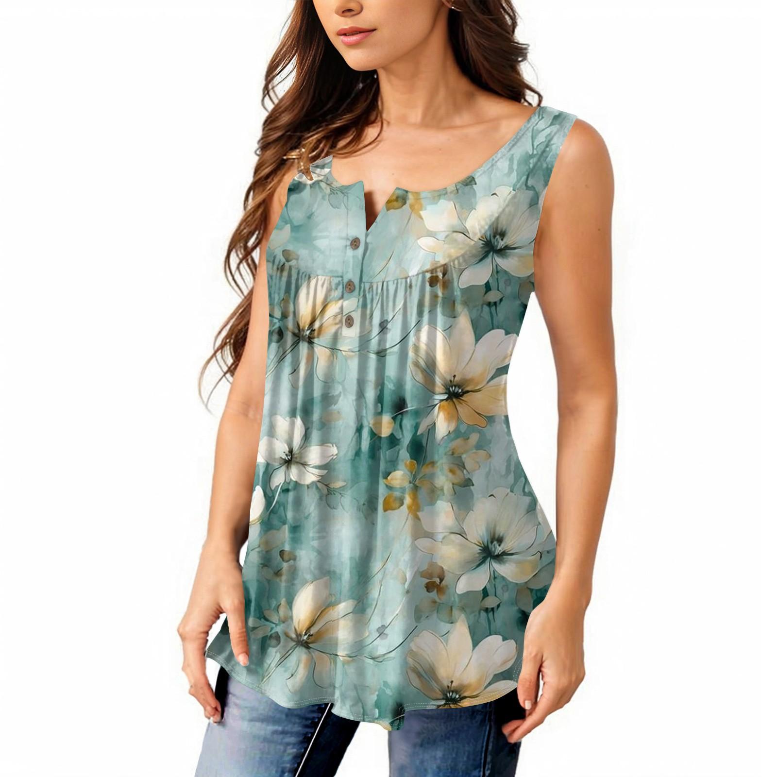 

Женская мода плиссированная безрукавка повседневная футболка жилет топ на пуговицах L армия зеленый