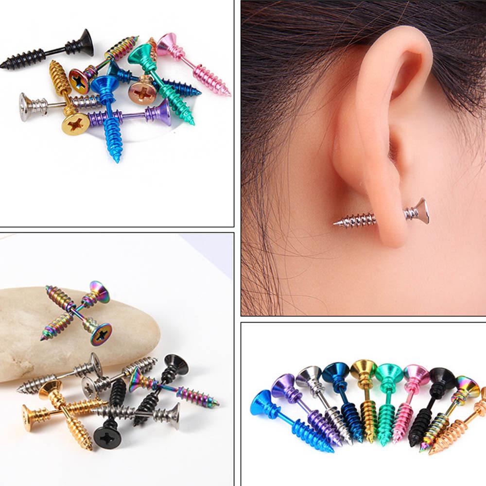 Halloween-Streich-Titanstahl-Schraubpiercing-Ohrstecker aus Edelstahl